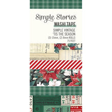 Cargar imagen en el visor de la galería, Simple Stories - Washi Tape 5/Pkg - Simple Vintage &#39;Tis The Season. Washi tapes are multi purpose tapes that can be used to embellish journals, artwork, mixed media, greeting cards and more.  Available at Embellish Away located in Bowmanville Ontario Canada.
