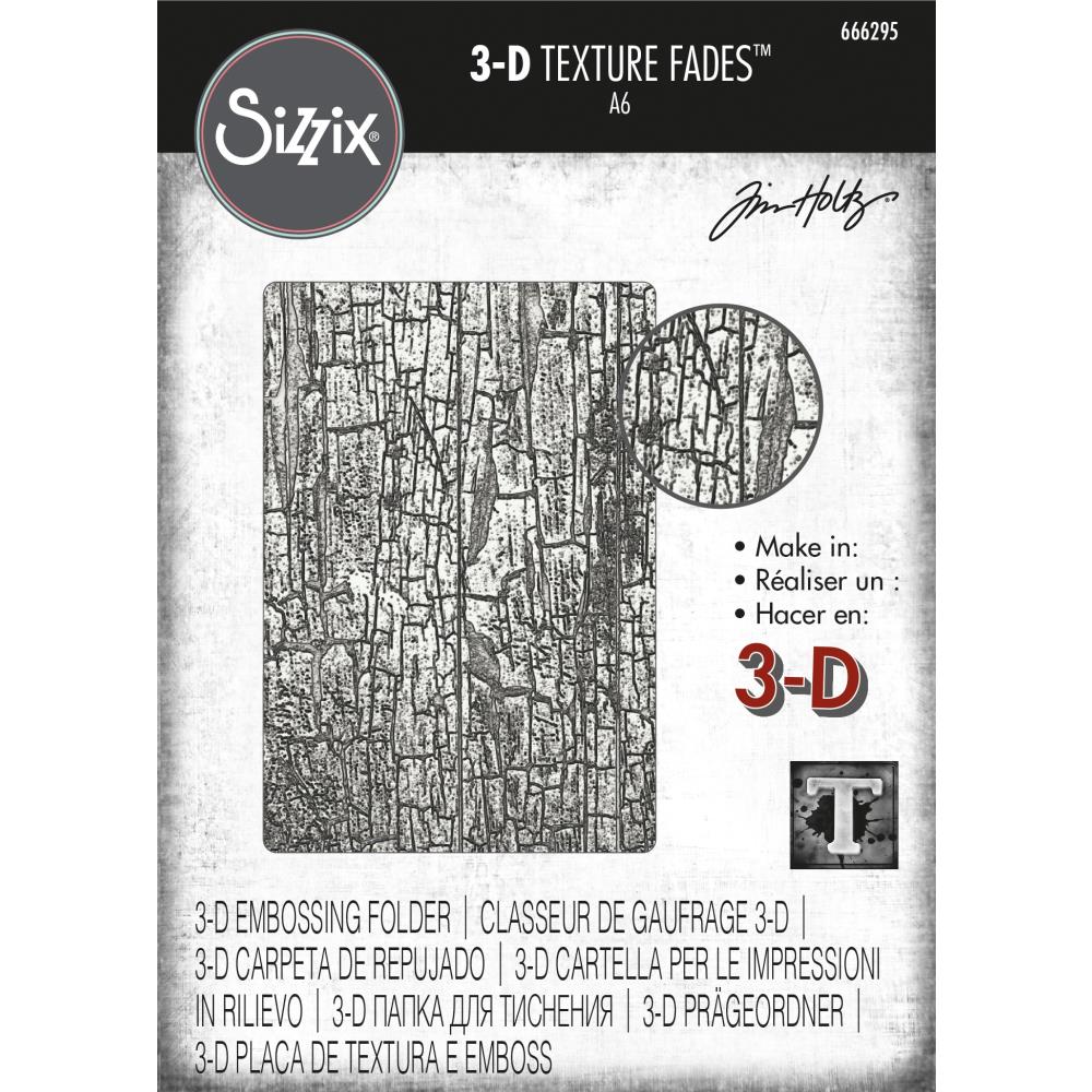 Sizzix - 3D Texture Fades Embossing Folder - By Tim Holtz - Cracked. Inspired by nature and the great outdoors, Cracked by Tim Holtz is a must have design for this fall. Available at Embellish Away located in Bowmanville Ontario Canada.