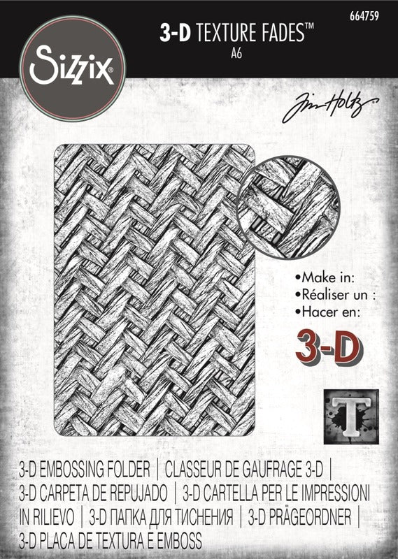Sizzix - 3D Texture Fades Embossing Folder by Tim Holtz - Intertwine. Available at Embellish Away located in Bowmanvuille Ontario Canada.