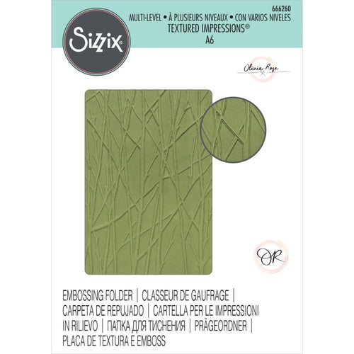 Sizzix - Multi-Level Textured Impressions Embossing Folder - Forest Scene By Olivia Rose. Available at Embellish Away located in Bowmanville Ontario Canada.