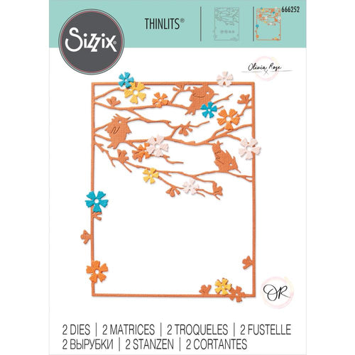 Sizzix - Thinlits By Olivia Rose - 2/Pkg - Woodland Cardfront. The sweet little birds perched on the branches accompanied by dainty florals, turns this cardfront set into a quick and easy finished project. Available at Embellish Away located in Bowmanville Ontario Canada.