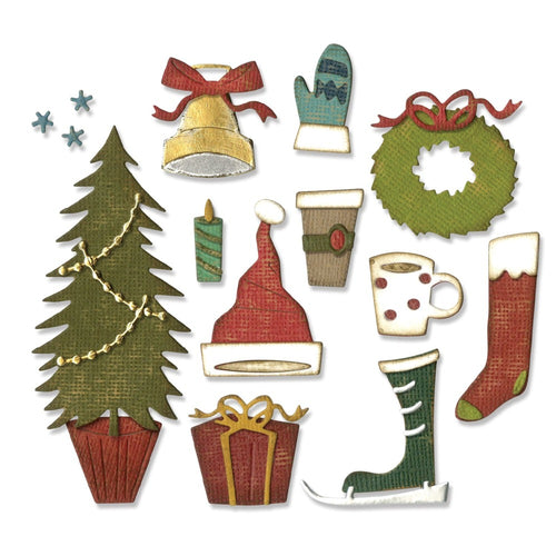 Sizzix - Thinlits Die Set by Tim Holtz - Festive Things. Available at Embellish Away in Bowmanville Ontario Canada.