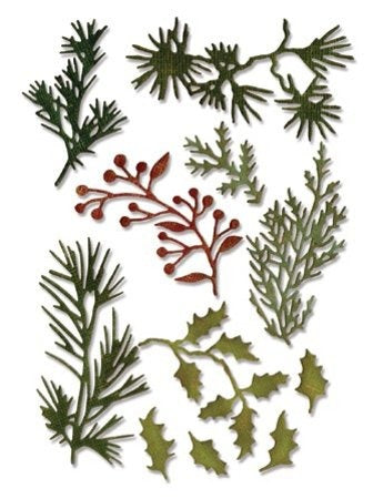Sizzix - Thinlits Die Set by Tim Holtz - Holiday Greens Mini (11pk). Available at Embellish Away located in Bowmanville Ontario Canada.