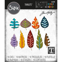 Cargar imagen en el visor de la galería, Sizzix - Thinlits Dies By Tim Holtz - 18/Pkg - Artsy Leaves. Inspired by all things autumnal, in Tim&#39;s signature style, these beautiful leaf shapes are perfect to work as the center of your project, or for adorning seasonal makes. Available at Embellish Away located in Bowmanville Ontario Canada.
