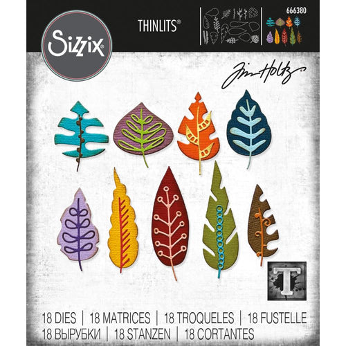 Sizzix - Thinlits Dies By Tim Holtz - 18/Pkg - Artsy Leaves. Inspired by all things autumnal, in Tim's signature style, these beautiful leaf shapes are perfect to work as the center of your project, or for adorning seasonal makes. Available at Embellish Away located in Bowmanville Ontario Canada.