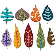 Cargar imagen en el visor de la galería, Sizzix - Thinlits Dies By Tim Holtz - 18/Pkg - Artsy Leaves. Inspired by all things autumnal, in Tim&#39;s signature style, these beautiful leaf shapes are perfect to work as the center of your project, or for adorning seasonal makes. Available at Embellish Away located in Bowmanville Ontario Canada. Example by brand ambassador.
