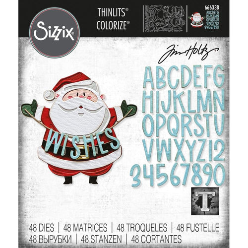 Sizzix - Thinlits Dies By Tim Holtz - 49/Pkg - Santa Greetings Colorize. Available at Embellish Away located in Bowmanville Ontario Canada.