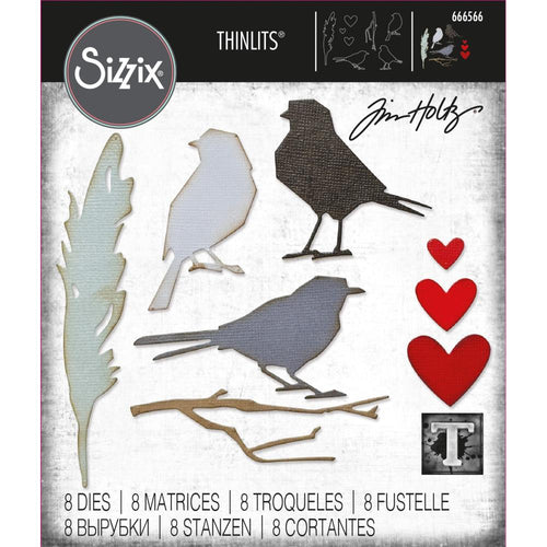 Sizzix - Thinlits Dies By Tim Holtz - 8/Pkg - Vault Lovebirds. These dies are compatible with leading die cutting machines (sold separately). These dies are designed to cut through paper, cardstock, and other thin materials Available at Embellish Away located in Bowmanville Ontario Canada.