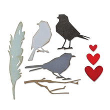 गैलरी व्यूवर में इमेज लोड करें, Sizzix - Thinlits Dies By Tim Holtz - 8/Pkg - Vault Lovebirds. These dies are compatible with leading die cutting machines (sold separately). These dies are designed to cut through paper, cardstock, and other thin materials Available at Embellish Away located in Bowmanville Ontario Canada.
