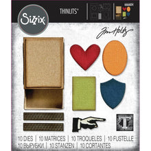 Load image into Gallery viewer, Sizzix - Thinlits Dies By Tim Holtz - 10/Pkg - Vault Matchbox. These dies are compatible with leading die cutting machines (sold separately). These dies are designed to cut through paper, cardstock, and other thin materials. Available at Embellish Away located in Bowmanville Ontario Canada.
