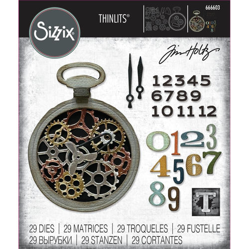 Sizzix - Thinlits Dies By Tim Holtz - 29/Pkg - Vault Watch Gears. These dies are compatible with leading die cutting machines (sold separately). These dies are designed to cut through paper, cardstock, and other thin materials. Available at Embellish Away located in Bowmanville Ontario Canada.