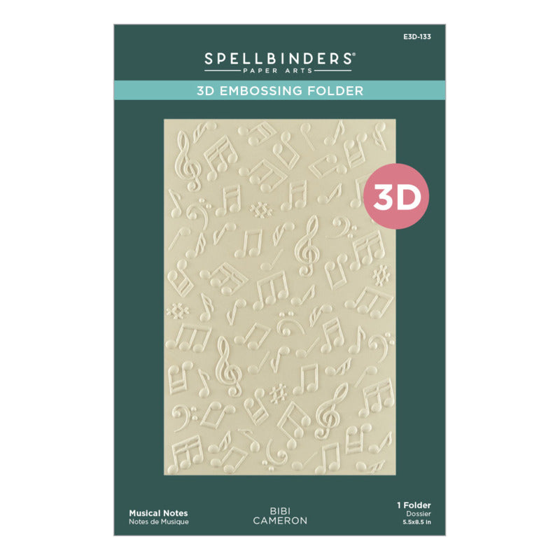 Spellbinders - 3D Embossing Folder - Bibi's Musical Notes - Musical Notes. Available at Embellish Away in Bowmanville Ontario Canada.