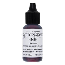 Load image into Gallery viewer, Spellbinders - BetterPress - Ink Reinker - Select from Drop Down. To reink, simply add a few drops of ink from the reinker bottle onto the ink pad and spread evenly. Available at Embellish Away located in Bowmanville Ontario Canada. Black
