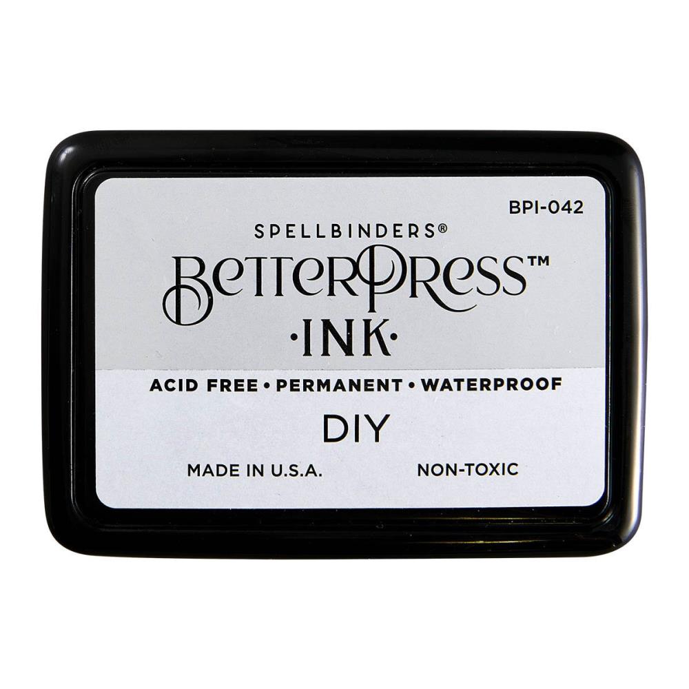 Spellbinders - BetterPress Ink Pad - Full Size - Blank. BetterPress DIY Ink Pad is a standard size DRY ink pad. It can be inked with the BetterPress Reinker to create a larger size ink pad to make multiple cards, or custom blend your own color. Available at Embellish Away located in Bowmanville Ontario Canada.