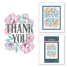 Load image into Gallery viewer, Spellbinders - BetterPress Letterpress Press Plates - Thank You Blooms Registration. Thank You Blooms Registration Press Plates is part of the BetterPress Place &amp; Press Registration Collection. Available at Embellish Away located in Bowmanville Ontario Canada.
