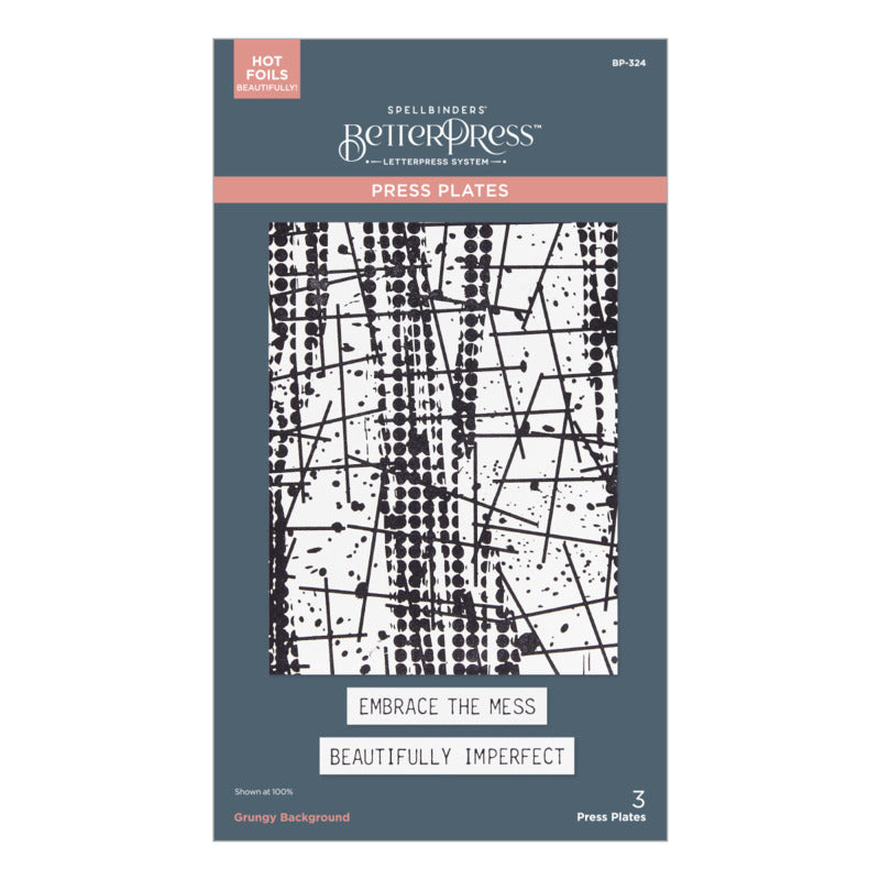 Spellbinders - BetterPress Plate - Beautifully Imperfect - Grungy Background. Available at Embellish Away in Bowmanville Ontario Canada.