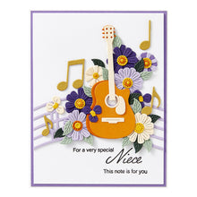 Cargar imagen en el visor de la galería, Spellbinders - Die - Bibi&#39;s Musical Notes - Mini Guitar. Available at Embellish Away in Bowmanville Ontario Canada. Example by brand ambassador.
