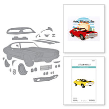 Load image into Gallery viewer, Set of 15 thin metal cutting dies bring a classic muscle car to life! Available at Embellish Away located in Bowmanville Ontario Canada.
