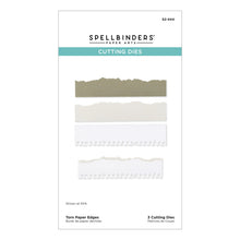 Load image into Gallery viewer, Two dies create different torn edges and the third cuts a torn spiral notebook edge. Available at Embellish Away located in Bowmanville Ontario Canada.
