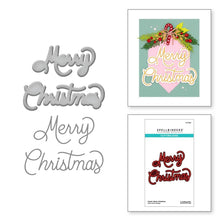 Cargar imagen en el visor de la galería, Spellbinders - Etched Dies - Classic Merry Christmas. Classic Merry Christmas etched dies are from the Classic Christmas Collection from Spellbinders. This set of four thin metal cutting dies assembles into a playful thin script font, Merry Christmas. Available at Embellish Away located in Bowmanville Ontario Canada.
