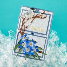 Load image into Gallery viewer, Spellbinders - Etched Dies By Susan Tierney-Cockburn - Snow Garden - Hemlock, Cones &amp; Chickadee. Hemlock, Cones &amp; Chickadees Etched Dies is part of the Snow Garden Collection by Susan Tierney-Cockburn. Available at Embellish Away located in Bowmanville Ontario Canada. Example by brand ambassador.
