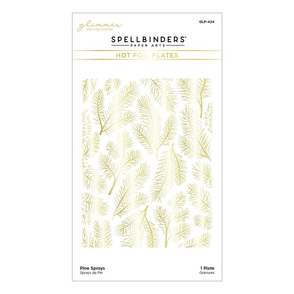Spellbinders - Glimmer Hot Foil Plate - Pine Sprays. Pine Sprays Hot Foil Plate is part of the Glimmer for the Holidays Collection. This hot foil plate makes an organic background with its detailed pine needle design. Available at Embellish Away located in Bowmanville Ontario Canada.