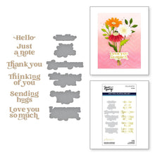 Load image into Gallery viewer, Must-Have Sentiments Glimmer Hot Foil Plate &amp; Die Set is from the Photosynthesis Collection by Simon Hurley. A single plate foils six all occasion sentiments and its coordinating thin metal die cuts them all at once! Available at Embellish Away located in Bowmanville Ontario Canada.
