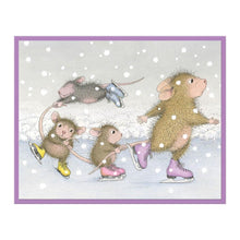 Load image into Gallery viewer, Spellbinders - House Mouse - Cling Rubber Stamp - Hold On! Hold On! Cling Rubber Stamp Set from House-Mouse Designs Holiday Collection with a set of three stamps. A playful group of mice on ice is so adorable! Available at Embellish Away located in Bowmanville Ontario Canada. Example by brand ambassador.
