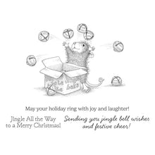 Load image into Gallery viewer, House Mouse-Stamp-Jingle Bell Wishes. Maxwell is ringing in some holiday cheer with a box full of jingle bells! At Embellish Away in Bowmanville Ontario Canada.
