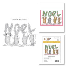 Load image into Gallery viewer, Spellbinders - House Mouse - Cling Rubber Stamp - Noel. Noel Cling Rubber Stamp Set is part of the from House-Mouse Designs Holiday Collection with a set of two stamps. This line up of playful mice spells out a leafy NOEL accented with holiday berries. Available at Embellish Away located in Bowmanville Ontario Canada.

