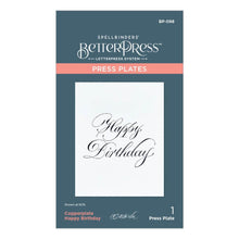 Load image into Gallery viewer, Spellbinders - Press Plate By Paul Antonio - Copperplate - Happy Birthday. Copperplate Happy Birthday Press Plate is part of the Copperplate Everyday Sentiments Collection by Paul Antonio. Available at Embellish Away located in Bowmanville Ontario Canada.
