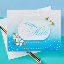 Load image into Gallery viewer, Spellbinders - Press Plate By Paul Antonio - Copperplate - Hello. Copperplate Hello Press Plate is from the Copperplate Everyday Sentiments Collection by Paul Antonio. Available at Embellish Away located in Bowmanville Ontario Canada. Example by brand ambassador.

