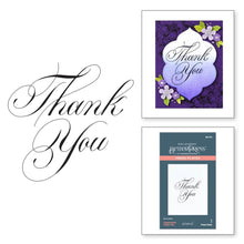 Load image into Gallery viewer, Spellbinders - Press Plate By Paul Antonio - Copperplate - Thank You. Copperplate Thank You Press Plate is from the Copperplate Everyday Sentiments Collection by Paul Antonio. Available at Embellish Away located in Bowmanville Ontario Canada.
