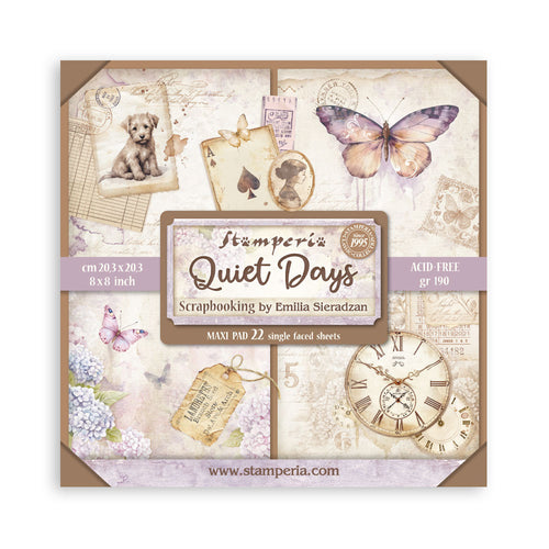 Stamperia - 8X8 Maxi Paper Pad - Quiet Days. Includes 22 sheets. Available at Embellish Away located in Bowmanville Ontario Canada.