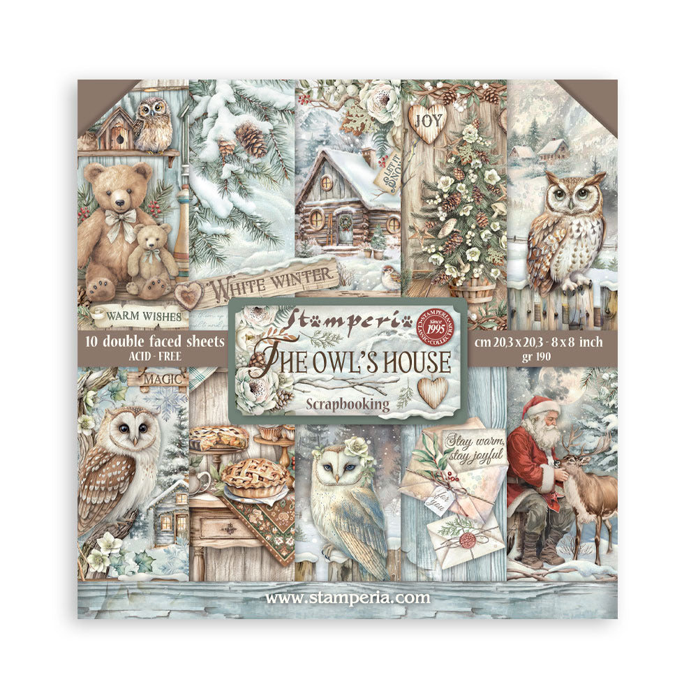 Stamperia - 8X8 Paper Pad - The Owl's House. 10 sheets. Available at Embellish Away located in Bowmanville Ontario Canada.