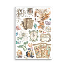 Load image into Gallery viewer, Stamperia - A5 Washi Pad - 8/Pkg - Fortune. The washi album is printed on 8 sheets of translucent washi paper, which is easy to cut. It works best on light surfaces. Available at embellish Away located in Bowmanville Ontario Canada.
