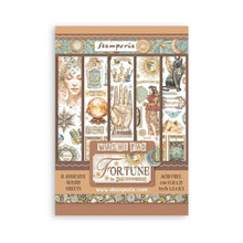 Load image into Gallery viewer, Stamperia - A5 Washi Pad - 8/Pkg - Fortune. The washi album is printed on 8 sheets of translucent washi paper, which is easy to cut. It works best on light surfaces. Available at embellish Away located in Bowmanville Ontario Canada.
