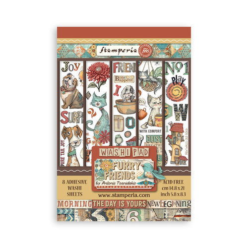 Stamperia - A5 Washi Pad - Furry Friends. Available at Embellish Away located in Bowmanville Ontario Canada.