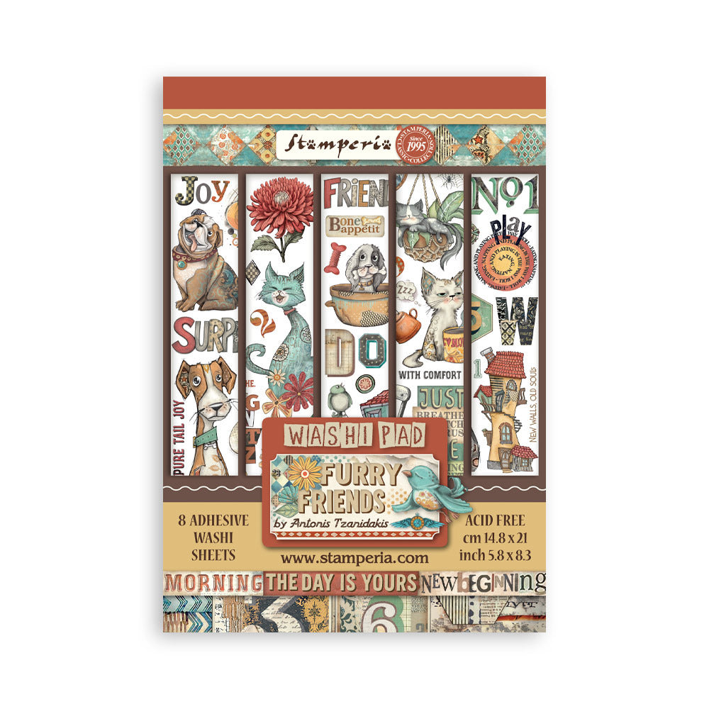 Stamperia - A5 Washi Pad - Furry Friends. Available at Embellish Away located in Bowmanville Ontario Canada.