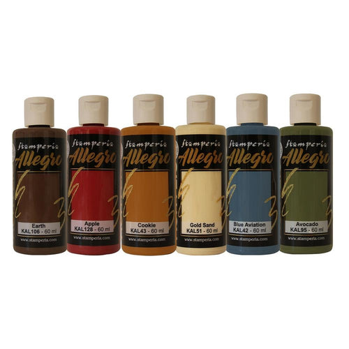 Stamperia - Allegro Paint Set - 6/Pkg - Sir Vagabond In Fantasy World. This paint is perfect for a variety of craft projects and all surfaces. This package contains Stamperia Allegro Paint Set, non-toxic, six assorted colors. Available at Embellish Away located in Bowmanville Ontario Canada.