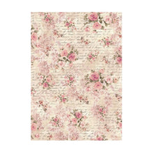 Load image into Gallery viewer, Stamperia - Assorted Rice Paper Backgrounds A6 - 8/Sheets - Shabby Rose. Rice papers are wafer thin and can be used for wrapping, decoupage, painting, molding and are perfect for mixed media projects and other paper crafts. Available at Embellish Away located in Bowmanville Ontario Canada.
