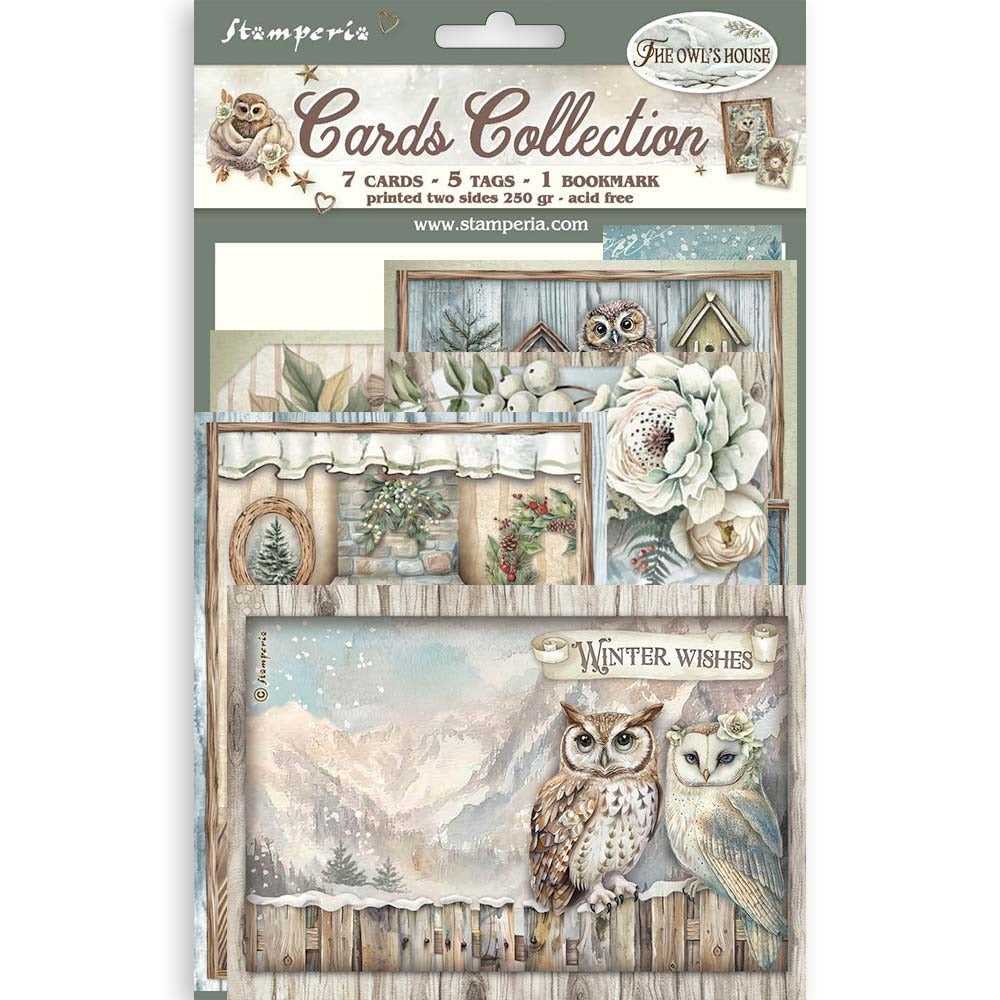 Stamperia - Cards Collection - The Owl's House. Available at Embellish Away located in Bowmanville Ontario Canada.