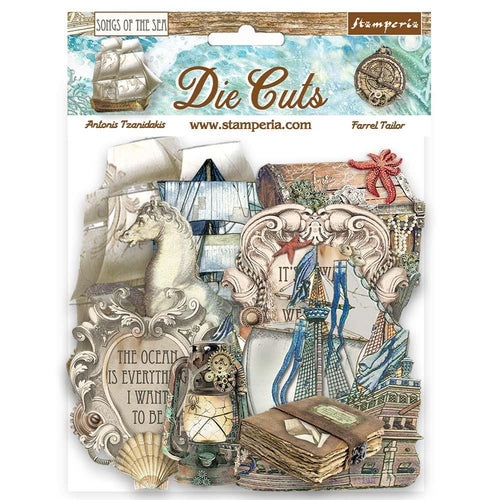 Stamperia - Die-Cuts - Songs Of The Sea - Ship And Treasures. A fun addition to cards, scrapbook pages and much more! This package contains assorted coordinating die-cut pieces. Available in several assortments, each sold separately. Available at Embellish Away located in Bowmanville Ontario Canada.