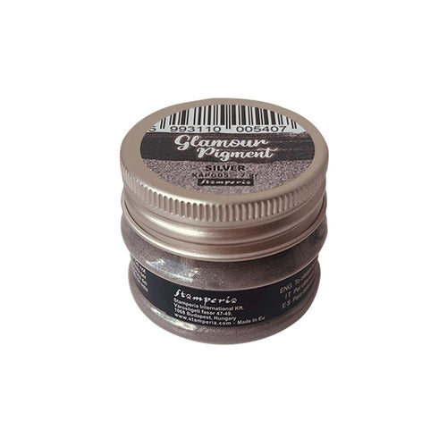 Stamperia - Glamour Powder Pigment - 7g - Silver. Glamour Powder Pigments are a water based product that requires a medium to be fixed. Available at Embellish Away located in Bowmanville Ontario Canada.