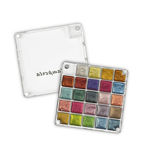 Stamperia - Metallic Watercolor Paint Set - 24 Colors. Bring a shimmering touch of elegance. Available at Embellish Away in Bowmanville Ontario Canada.