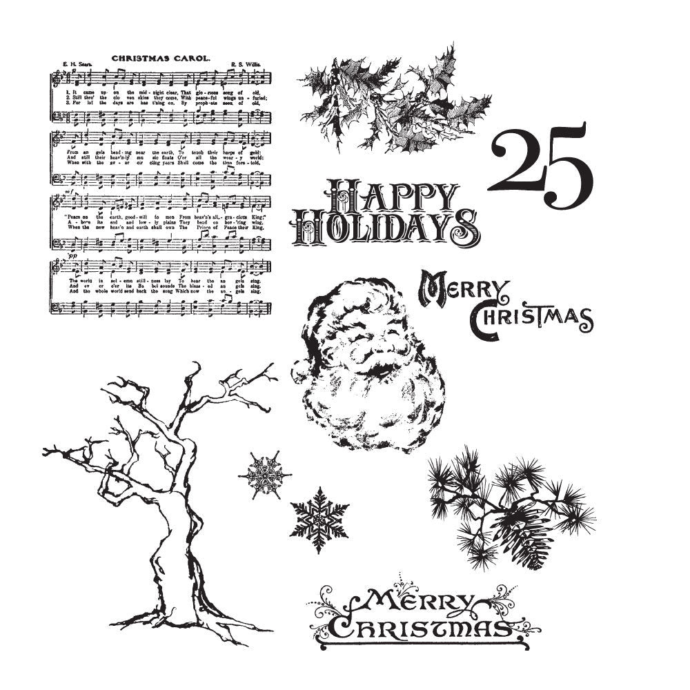 Stampers Anonymous - Tim Holtz - Cling Stamps - Mini Holidays 3. Available at Embellish Away located in Bowmanville Ontario Canada.