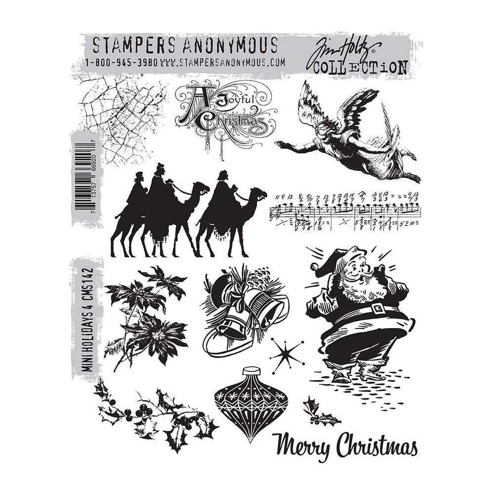 Stampers Anonymous - Tim Holtz - Cling Stamps - Mini Holidays 4. Available at Embellish Away located in Bowmanville Ontario Canada.