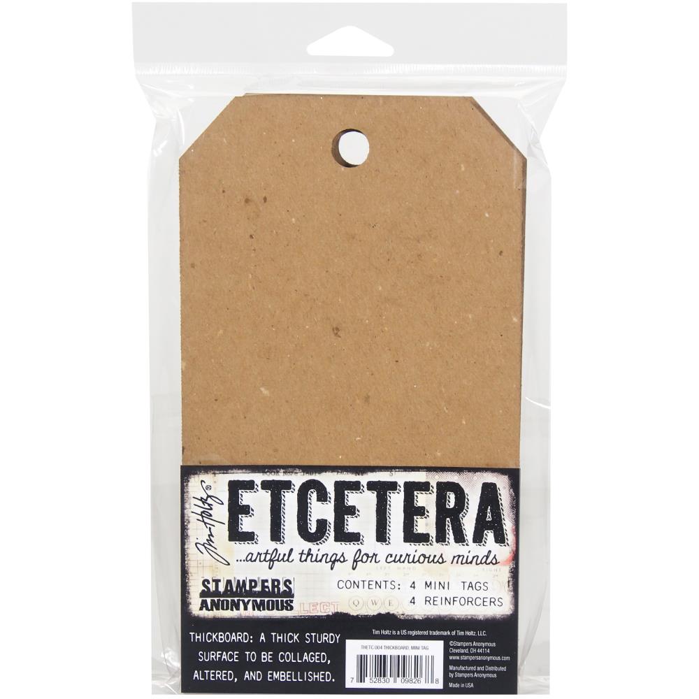 Tim Holtz - Etcetera - Thickboard Tag - Mini. 4 4.5x 8 inch mini tags and 4 reinforcing rings. At Embellish Away in Bowmanville Ontario Canada.