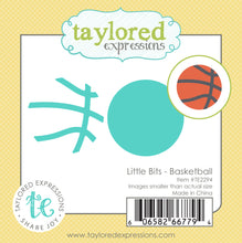 Load image into Gallery viewer, Taylored Expressions - Die - Little Bits - Basketball. Includes 2 dies. The ball measures 1 3/8 x 1 3/8 in. At Embellish Away in Bowmanville Ontario Canada.
