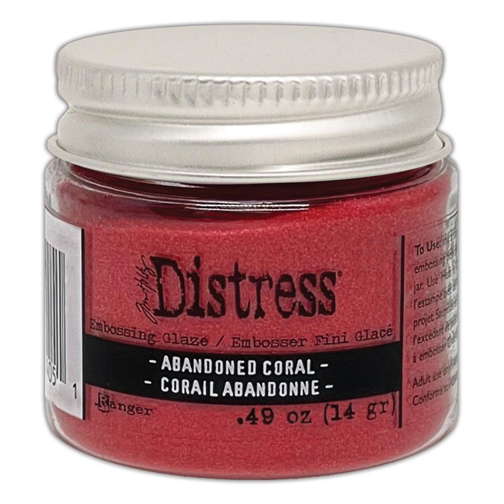 Tim Holtz - Distress Embossing Glaze - Abandoned Coral. Add dimension to your projects with new embossing glaze! These translucent embossing powders are ideal for layering on surfaces. Available at Embellish Away located in Bowmanville Ontario Canada.